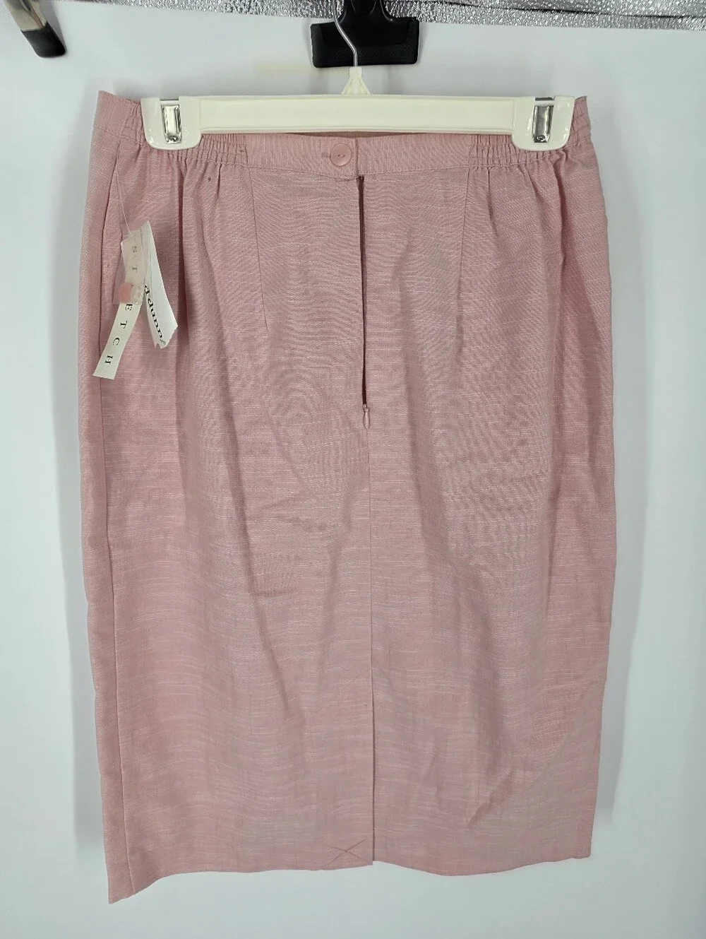 NWT Alfred Dunner 8 Pink Tearose Stretch Midi Pencil Skirt Primrose Garden Cotto